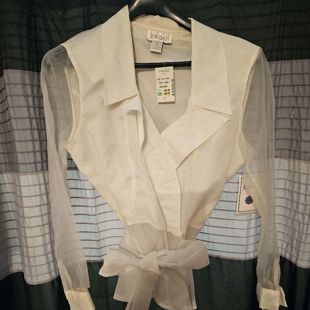 Stylish white blouse sheer